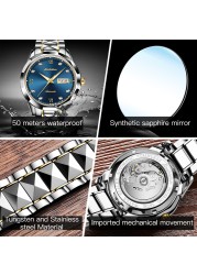 JSDUN Mechanical Watch Men Automatic Sapphire Crystal Waterproof Luxury Watches For Men Top Brand Wristwatch Montre Homme