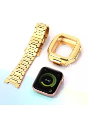 Newest Luxury Aluminum Alloy Strap Set for Apple Watch Band 7 44mm 45mm 41mm for iWatch SE 6 5 4 Metal Modification Kit Bracelet