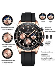 Chronograph Mens Watches Big Dial Silicone Strap Luxury Top Brand Sport Watch for Men Rose Gold Military Casual Male Wristwatch