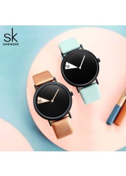 New Watch Yellow Leather Strap Casual Style Women Quartz Watches Ladies Watches Creative Clock Gift relogio feminino