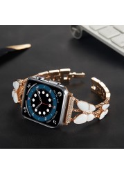 Bling Butterfly Bracelet For Apple Watch 7 Band SE Series 6 5 4 45mm 41mm 44mm 40mm Stainless Steel Strap For iWatch 3 42mm 38mm