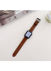 Leather strap for apple watchband 44mm 40mm 45 41mm 38mm 42mm single round wirstband bracelet for iWatch series 5 4 3 6 se 7 band