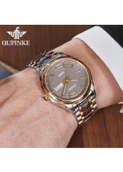 OUPINKE Luxury Brand Men Automatic Mechanical Watches Waterproof Stainless Steel Strap Watches Luxury Sapphire Mirror Male