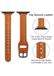 Soft Leather Watch Band for Apple Watch Strap 41mm 45mm 38/42mm 40mm 44mm Bracelet for iWatch Series 7 3 5 6 SE Wrist Watchband