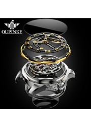 OUPINKE watch for men luxury brand men mechanical wristwatches skeleton design automatic watches sapphire glass watch 3178