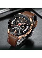 FNGEEN 2022 Fashion Men's Watches Luxury Leather Quartz Wristwatch Calendar Luminous Watch Men Business Casual Sports Watch