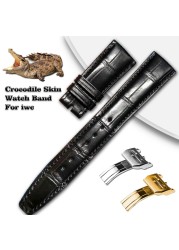 For Iwc Watch Crocodile Leather Watch Band Replacement Strap For Portugieser Porotfino Family PILOT'S Folding Buckle 20mm 22mm