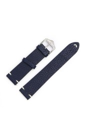 Rolamy 20 22 24mm Wholesale Genuine Cowhide Smooth Vintage Leather Black Brown Blue Red Watch Band Strap with Polish Buckle