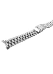 Rolamy 20 22mm Silver Hollow Curved End Solid Links Replacement Strap Strap Bracelet Double Push Clasp for Seiko