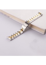 Rolamy 22mm 316L Steel Solid Curved End Oyster Watch Band Bracelet For Seiko SKX007/009