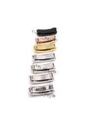 CARLYWET 9mm x 9mm Brush Polish Stainless Steel Watch Buckle Glide Lock Steel Clasp for Watch Band Bracelet Rubber Straps