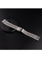 CARLYWET 22mm 316L Stainless Steel Silver Jubilee Watch Band Strap Silver Bracelets Solid Curved End for Seiko 5 SRPD53K1 SKX007