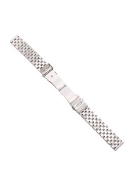 Rolamy 22mm Top Quality Silver Solid Links Replacement Watch Band Strap Bracelet Double Push Clasp for Seiko