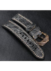 Handmade Genuine Leather Strap Gray Italian Top Layer Cowhide Leather Strap 20 22 24 26mm Matching Matching Bronze Watchband Accessories