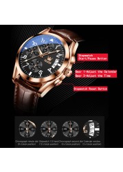 OLEVS Original Luxury Watch for Men Quartz Multifunction Fashion Leather Waterproof Clock Brand Wris Watches Relogio Masculino