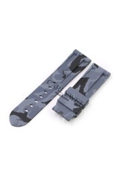 Carlywet 24mm Hot Sale Newest Camo Gray Replacement Waterproof Silicone Rubber Wrist Strap Webbing Belt Without Buckle