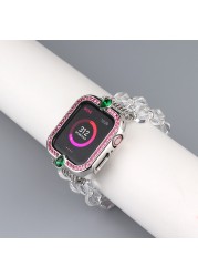 الفاخرة جوهرة حالة ل أبل ووتش سلسلة 6/5/4/3/2/1/SE سبائك حامي 40 44 مللي متر ل iWatch 38 42 مللي متر المعادن الوفير غطاء حالة