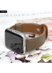 URVOI Leather Strap for Apple Watch Series 7 6 SE 5 4 Sport Band Genuine Leather Pin Buckle for iWatch Single Loop 41mm 45mm