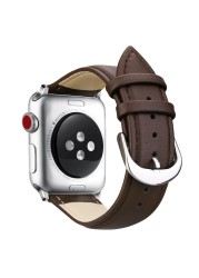 أحزمة جلدية فاخرة لساعة apple watch series 6 5 4 3 2 SE ، إكسسوارات iwatch 38 4042 44 مللي متر