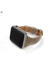 Genuine Leather Crocodile Pattern Strap for Apple Watch Series 7 6 SE 5 4 3 Pin Buckle Strap Slim Wrist Strap for iWatch 41 45mm