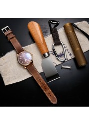 High Quality Horween Genuine Leather Straps Brown Soft Wrap Handmade Horse Leather Watch Strap 18mm 20mm 22mm