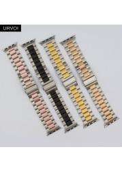 URVOI Band for Apple Watch Series 7 6 SE 5 4 3 2 1 Strap for iWatch Stainless Steel Connect Bracelet Colorful Design with Adapter