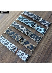 URVOI الفرقة ل أبل سلسلة ساعة 7 6 5 4 3 2 1 SE بولي leather الجلود مع ليوبارد طباعة حزام ل iWatch ستوكات التصميم الحديث