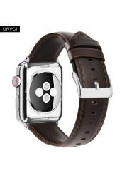 URVOI حزام ل أبل سلسلة ساعة 7 6 SE 5 4 3 2 حزام من الجلد ل iwatch حقيقية الطبقة العليا الكلاسيكية مشبك الذراع الفرقة المعصم حزام