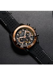 MEGIR Silicone Strap Milliari Sport Watches Men Waterproof Luminous Chronograph Quartz Watch Man Brown Reloj Relogio Watches