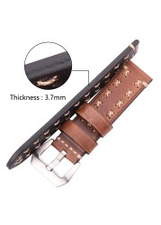 Handmade Watches 22 24mm Antique Leather Italian Watch Band Strap Women Men Brown Black Green Coffee Watch Accessories