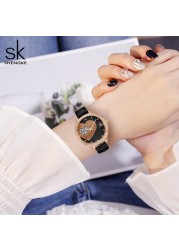 Quartz Watch for Women Luxury Fashion Leather Wristwatch Female Anniversary Gift Office Casual Shopping Rhinestone Heart Clock