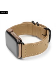 URVOI الفرقة ل أبل سلسلة ساعة 7 6 SE 5 4 3 2 حزام ل iwatch الكلاسيكية مشبك المعصم الفرقة اليدوية الرجعية الجلود الفرقة 40 44 مللي متر