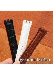 Genuine Leather Watch Strap For Swatch YCS YAS YGS Pin Buckle 17mm 19mm Female Watch Band Blue Red Black Accessories Watchband