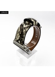 URVOI Leather Strap for Apple Watch Series 7 6 SE 5 4 3 2 1 Strap for iwatch band 41 45mm Microfiber with Python Modern Design