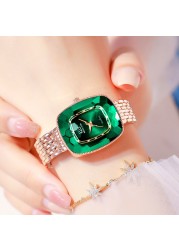 WIILAA 2022 Green Diamond Pattern Luxury Women Quartz Watch Creative Unique Ladies Wrist Watch For Female Clock relogio feminino