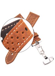 Genuine Leather Watch Band 20mm 22mm 24mm Cowhide Vintage Wrist Strap Strap for Samsung Galaxy Watch Bracelet Deployment Clasp