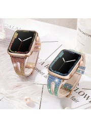 Women Bling Diamond Strap for Apple Watch 7 6 5 41 45 38 42mm Silicone Band for iwatch 4 3 40 44mm Colorful Shiny Gel Bracelet