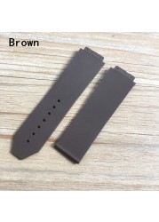 Watch Accessories 25*19mm Black Brown Gray White Blue Silicone Strap Watchband For HB Watch Strap Big Bang Fusion Chain Bracelet