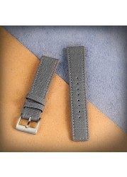 Hemsut Fabric Watch Bands Quick Release Gray Two Pieces Fabric Watch Straps Heavy Buckle 18mm 20mm 22mm