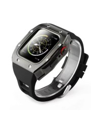 44 مللي متر طقم عصري Apple ساعة حافظة & حزام ل iwatch سلسلة 6 5 4 SE ساعة بحزام مطّاطي طقم تعديل ل Apple حزام ساعة 6 5 4 SE