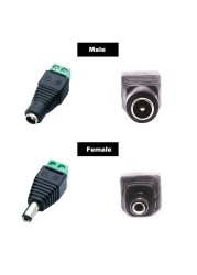 Female Male DC Connector 5.5mm x 2.1mm Power Jack Adapter Connector Cable Connector for LED Strip Security Cameras