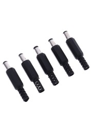 5/10pcs/pack Black DC Power Plug 5.5X2.1mm Soldering Line Black DC Power Male Plug Jack Adapter