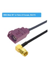 RAL4004 Male/Female Fakra D to SMA Male Right Angle RG174 Cable Adapter GSM Antenna Extension Cord RF Coaxial Pigtail Jumper