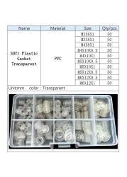 500pcs PVC Washers M3 M4 M5 M6 Soft/Hard Plastic Gasket Transparent Insulation Flat pading Screws Assortment