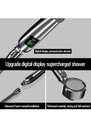 2022 New Temperature Display Shower Head Handheld Noshipping Bathroom Accessories High Pressure Water Saving 4 Modes Shower Head