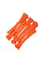 Self-Locking Plastic Nylon Wire Cable Zip Ties 100pcs Orange Cable Ties Connecting Ring Cable Various Specifications