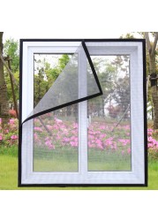 Inset window screen mesh, air tulle adjustable summer invisible anti mosquito net fiberglass removable washable customize screen