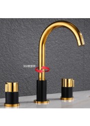 Faucet modern bathroom cabinet washbasin hot and cold double handle three-hole washbasin split three-piece faucet 01-587