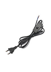 High Quality AC Power Cord 2.4M Switch Plug Cord Two Pin EU US Plug Cable Extension Cord Black and White LED Light Cord