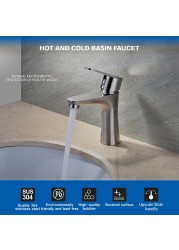 Basin Bathroom Sink Faucet Deck Mounted Hot Cold Water Basin Mixer Taps Matte Black Lavatory Sink Faucet Crane